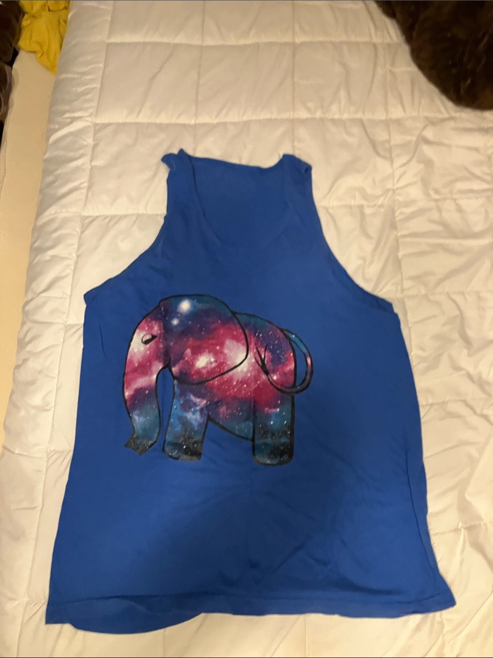 Blue Tank Top with Galaxy Elephant Graphic - Men